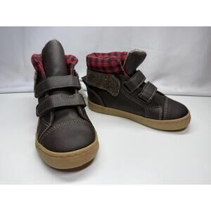 Gap Shoes Boys Size 9 Brown Plaid High Top‎ Sneaker Athletic Hook & Loop Strap